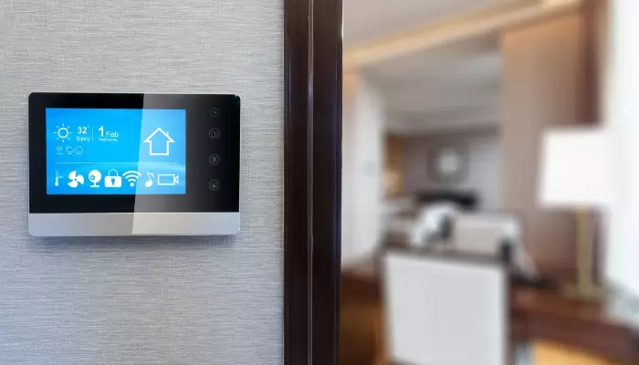 Thermostat On Wall With Digital Display